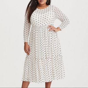 Torrid ivory polka dot mesh midi dress size 1